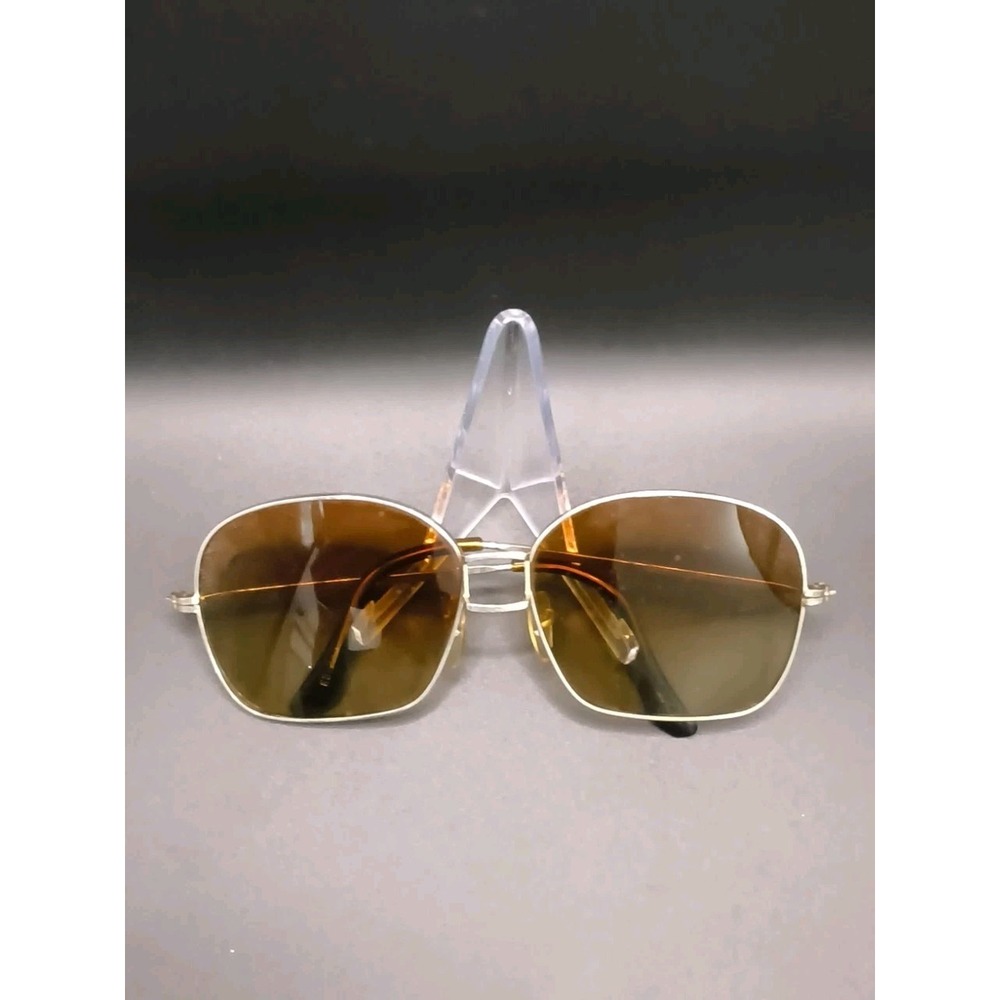 Vintage 80s/90s Metal Square Aviator Sunglasses Made in Japan Brown Lens